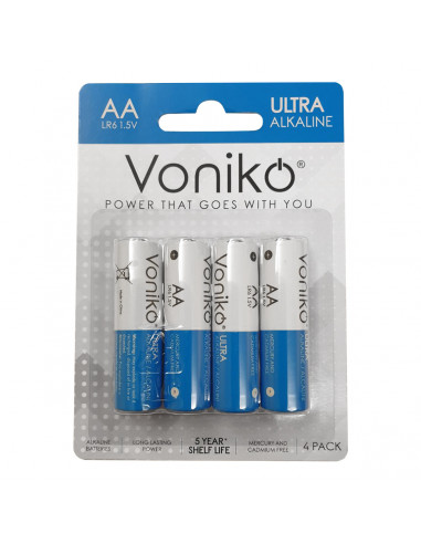 Batterie alcaline Ultra Voniko AA LR6 4 pz