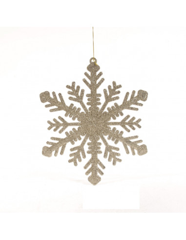 Pendente fiocco di neve oro glitterato Ø 30 cm