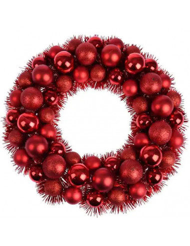 Corona di Natale rosso Ø 39 cm con 56 sfere H&S Collection
