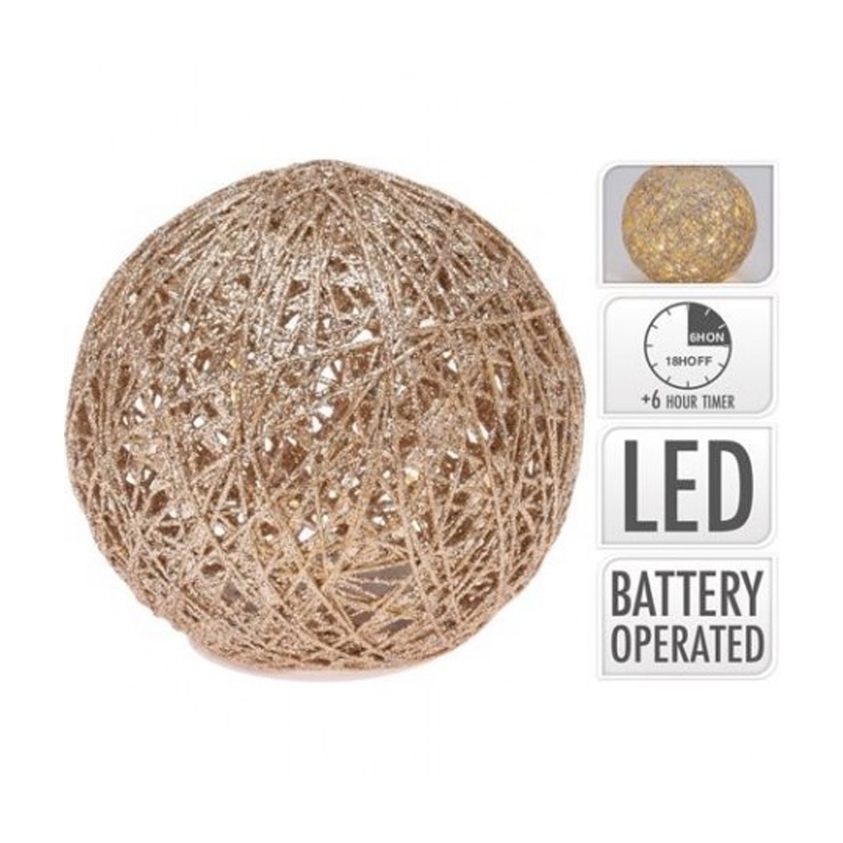Spetebo Sfera Luminosa LED 15 Cm Con Fiori Bianchi Caldi - 100 LED, Lampada Decorativa Interni Con Alimentatore