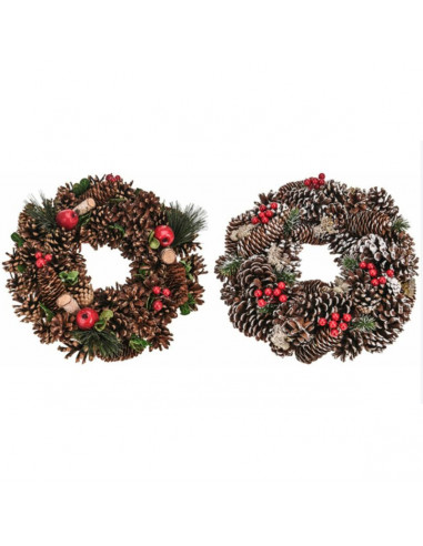 Corona di Natale con pigne e bacche Ø 33 assortito H&S Collection
