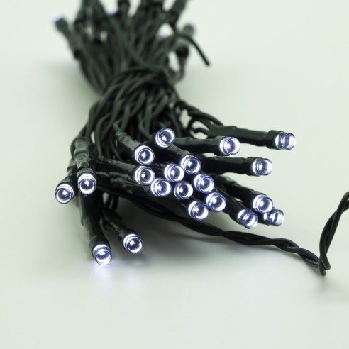 Luci di Natale a batteria con timer cavo verde 40 LED bianco naturale 8 funzioni 4 m Domus Light