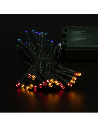Luci di Natale a batteria con timer cavo verde 40 LED multicolor 8 funzioni 4 m Domus Light
