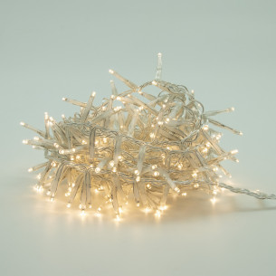 Luci di Natale grappolo cavo trasparente 560 LED bianco caldo 8 funzioni 11 m Domus Light