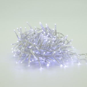 Luci di Natale grappolo cavo trasparente 560 LED bianco freddo 8 funzioni 11 m Domus Light
