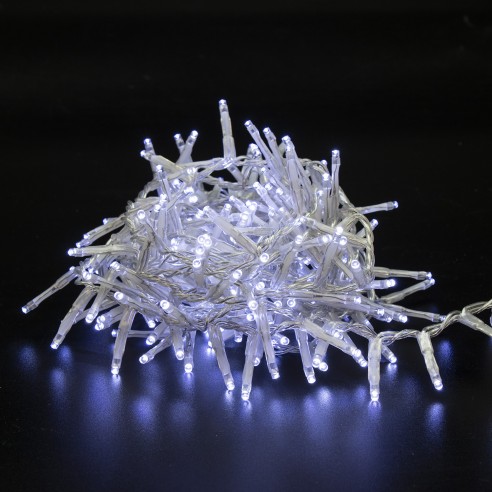 Luci di Natale grappolo cavo trasparente 560 LED bianco freddo 8 funzioni 11 m Domus Light