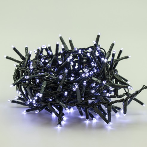 Luci di Natale grappolo cavo verde 800 LED bianco freddo 8 funzioni 16 m Domus Light