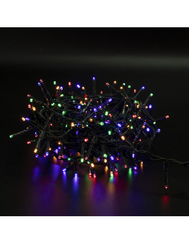 Luci di Natale a batteria con timer cavo verde 180 LED multicolor 9 m