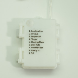 Luci di Natale a batteria con timer cavo trasparente 180 LED bianco ghiaccio 8 funzioni 9 m Domus Light 2