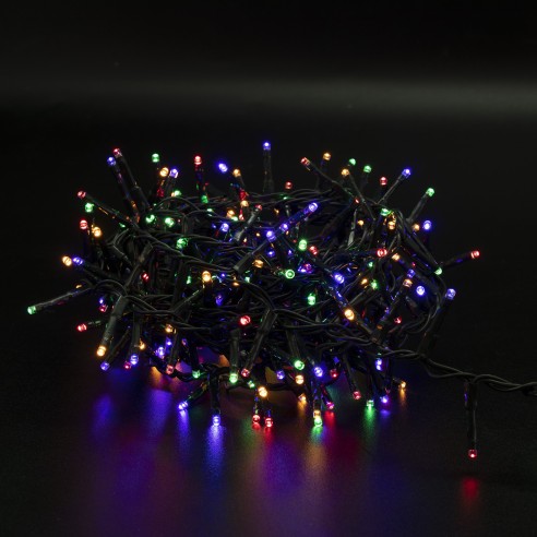 Luci di Natale a batteria con timer cavo verde 300 LED multicolor 8 funzioni 15 m Domus Light