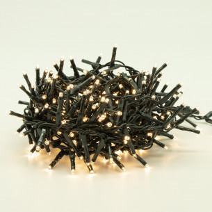 Luci di Natale a batteria con timer cavo verde 300 LED bianco caldo 8 funzioni 15 m Domus Light