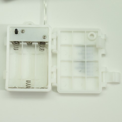 Luci di Natale a batteria con timer cavo trasparente 300 LED bianco ghiaccio 8 funzioni 15 m Domus Light