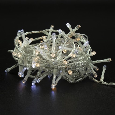 Luci di Natale a batteria con timer cavo trasparente 300 LED diamond 8 funzioni 15 m Domus Light