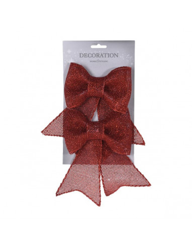 Pendente fiocco natalizio 18x13 cm rosso glitterato 2 pz H&S Collection