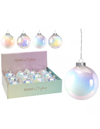 Pallina di Natale sfera in plastica iridescente Ø 8 cm assortito H&S Collection
