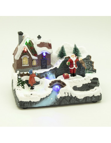Villaggio di Natale musicale con luci e Babbo Natale Domus