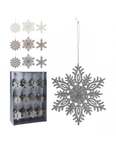 Pendente natalizio fiocco di neve glitterato winter 10 cm assortito H&S Collection
