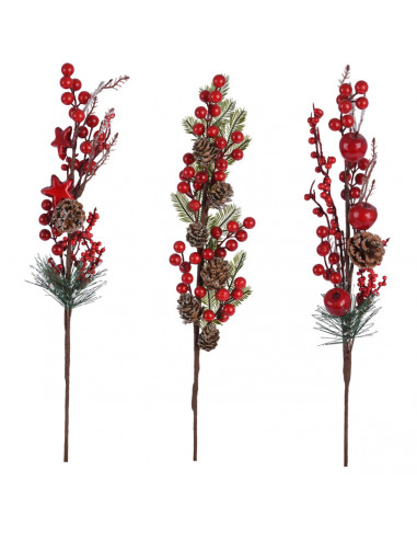 Decorazione per albero di Natale ramo bacche rosse H55 cm assortito H&S Collection