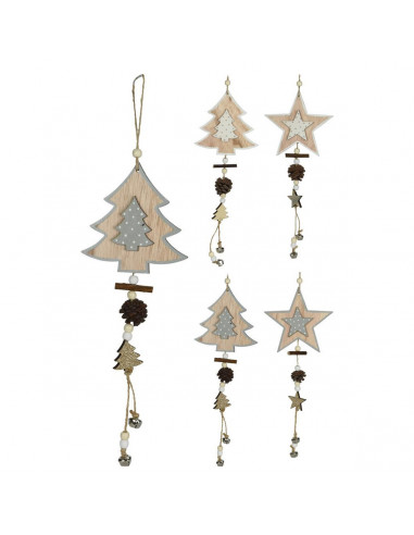 Pendente natalizio in legno albero stella H12 cm assortito H&S Collection