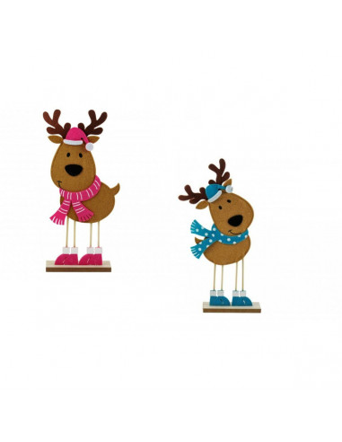 Decorazione natalizia renna in legno feltro H40 cm assortito H&S Collection