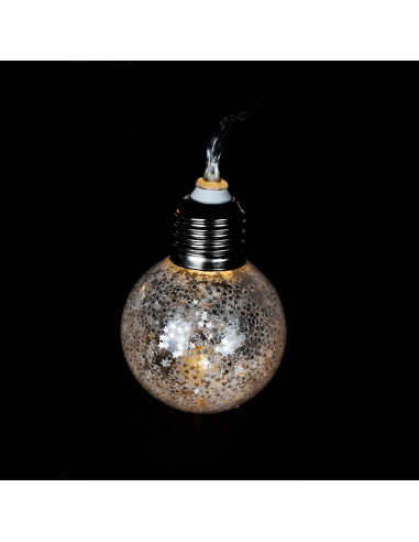 Catena luminosa a batteria 10 lampadine stellate cavo trasparente LED luce calda fissa 1,35 m Prequ