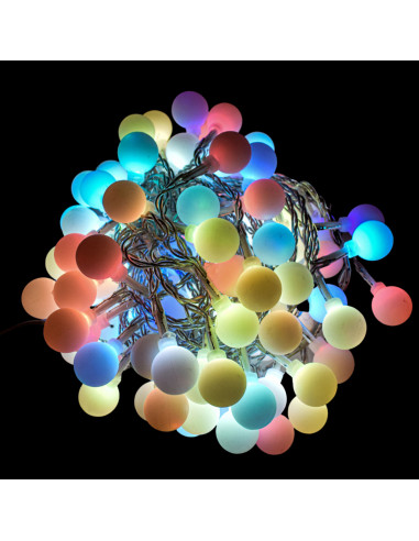 Luci di Natale cavo trasparente 100 sfere opache multicolor con giochi di luce 5 m Prequ