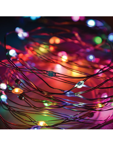 Luci di Natale a batteria cavo metallico 30 nano LED multicolor luce fissa 3 m Prequ