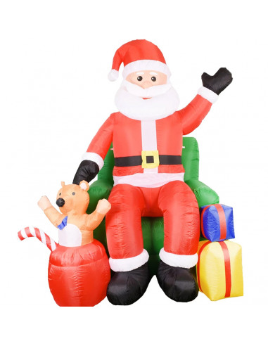 Babbo Natale gonfiabile seduto H120 cm con luci led