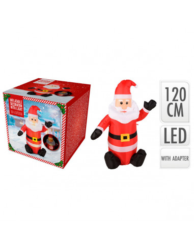 Babbo Natale gonfiabile luminoso H120 cm con luci led H&S Collection