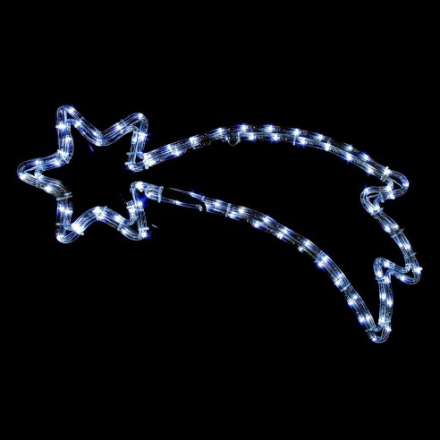 Stella cometa tubo 96 LED bianco ghiaccio H66 cm Prequ D1501