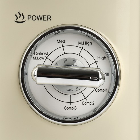 Forno a microonde con cottura combinata Girmi FM21 700W crema dettaglio manopola potenza