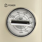 Forno a microonde con cottura combinata Girmi FM21 700W crema dettaglio manopola potenza