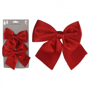 Confezione fiocco natalizio in velluto rosso 2