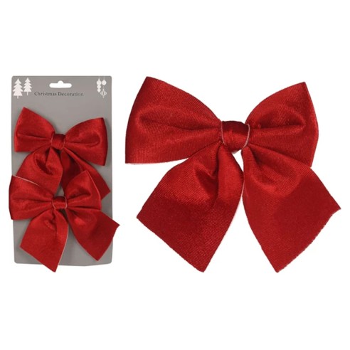 Confezione fiocco natalizio in velluto rosso 2 pezzi