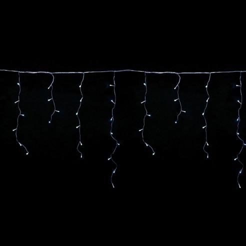 Tenda frastagliata stalattite luminosa cavo trasparente 72 LED bianco freddo giochi luce 2,20x0,8 m prolungabile Prequ