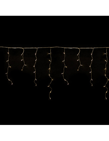 Tenda frastagliata stalattite luminosa cavo trasparente 72 LED bianco caldo giochi luce 2,20x0,8 m prolungabile Prequ