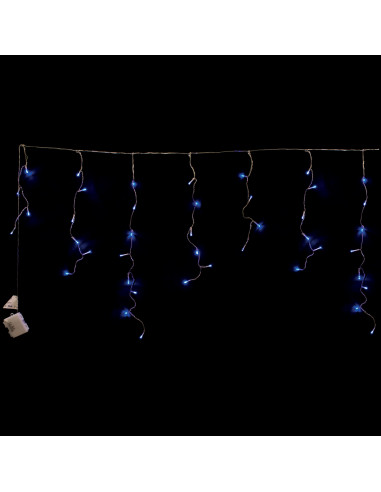 Tenda frastagliata stalattite luminosa a batteria con timer cavo trasparente 72 LED blu giochi luce 2,20x0,8 m Prequ