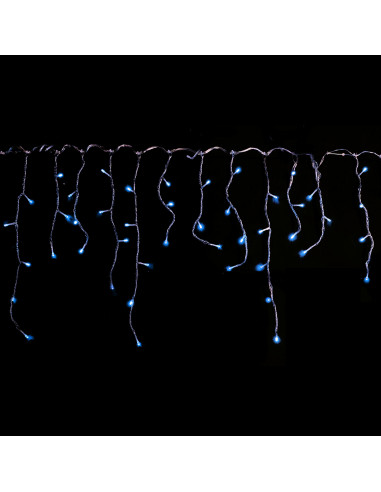 Tenda frastagliata stalattite luminosa a batteria con timer cavo trasparente 180 LED blu giochi luce 4,20x0,5 m Prequ