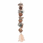 Pendente natalizio in legno naturale con pigne H55 cm albero