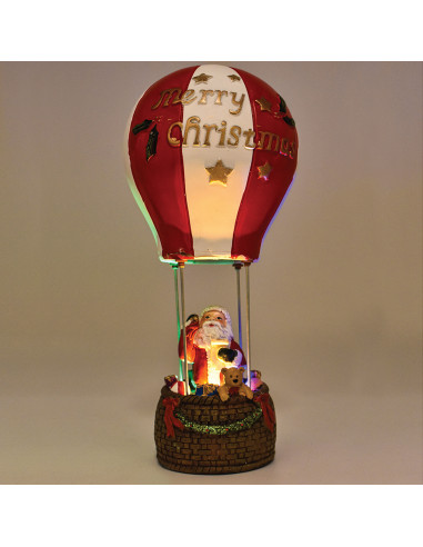 Mongolfiera LED a batteria con Babbo Natale girevole H30 cm Prequ