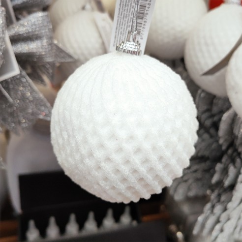 Pallina di Natale sfera rete bianco Ø 8 cm