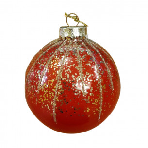 Pallina di Natale sfera in vetro rosso glitter oro Ø 8 cm Domus