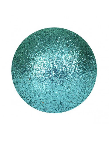 Pallina di Natale sfera in vetro turchese con glitter Ø 8 cm Domus