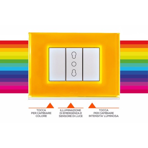 Placca luminosa multicolore Brain Classic 3F bianca Beghelli 81231E