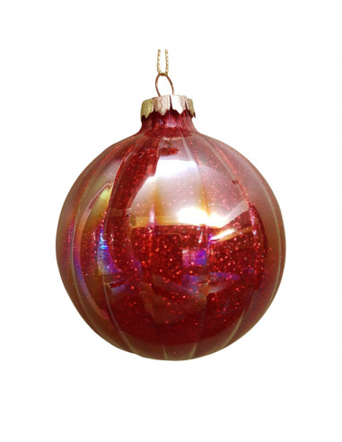 Pallina di Natale sfera in vetro rosso lucido Ø 8 cm Domus