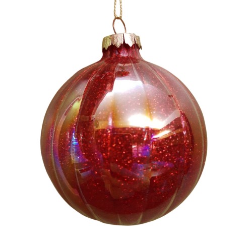 Pallina di Natale sfera in vetro rosso lucido Ø 8 cm Domus