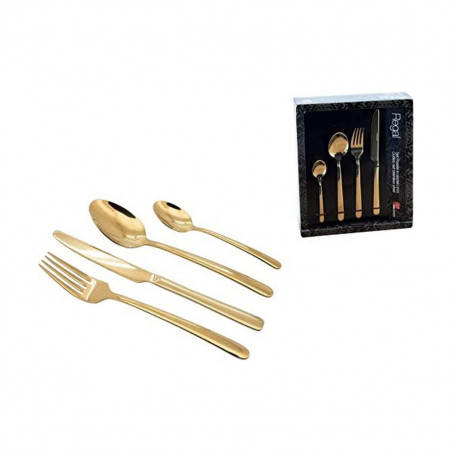 HOMLA B2LUGANO – Set Di Posate Dorate 24 Pezzi (6 Persone) In Acciaio Inox, Eleganti E Moderne
