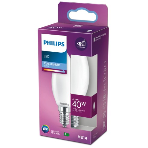 Lampadina Candela 4,3 W 40 W E14 470 lm 6500 K Philips
