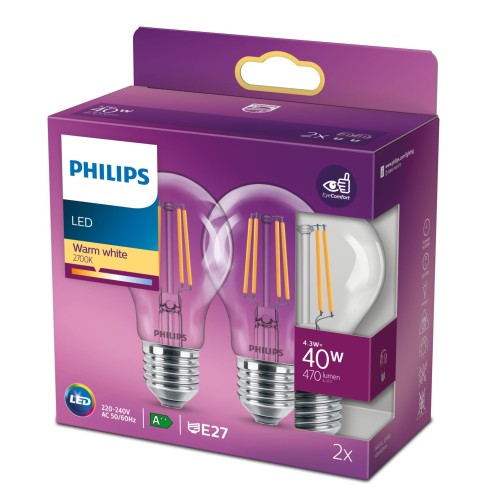 Lampadina a goccia 4,3 W 40 W E27 470 lm 2700 K Philips