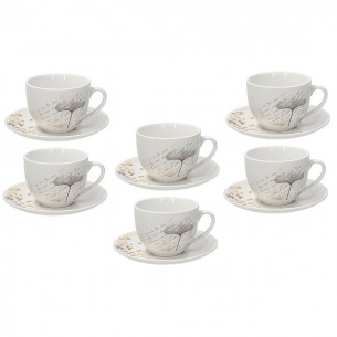 Tazze Tè con piattino 260 cc Poesia beige 6pz Tognana
